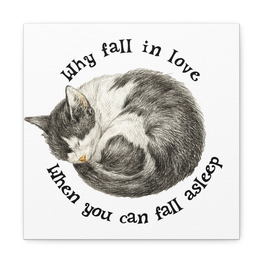 Why Fall In Love When You Can Fall Asleep Catnap Canvas Wrap